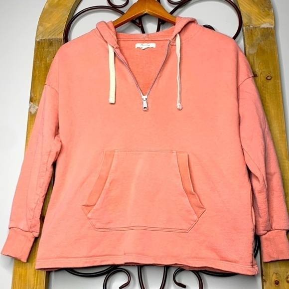 Madewell Quarter Zip Hoodie Sweatshirt - Picture 2 of 7
